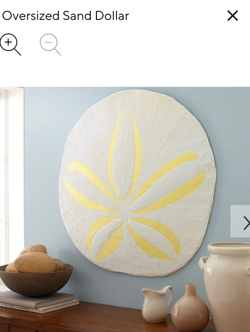 Jumbo Huge Pottery Barn Oversized Sand Dollar Coastal Beach Wall Art Rare